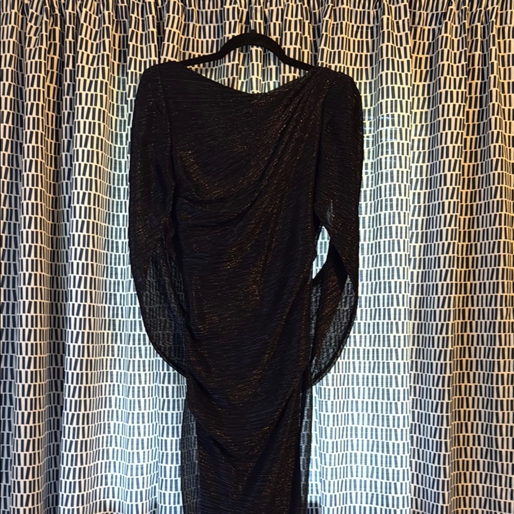Betsy & Adam Black Asymmetrical Dolman Sleeve Bodycon Dress